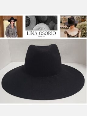 LINA OSORIO Handmade Black Wool Felt Fedora Hat